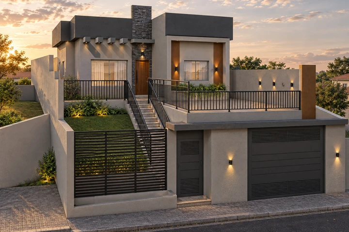 Fachada ao pôr do sol — Projeto R&I