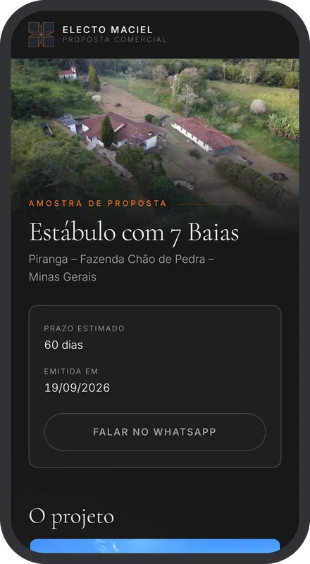 Proposta de estábulo com sete baias no celular