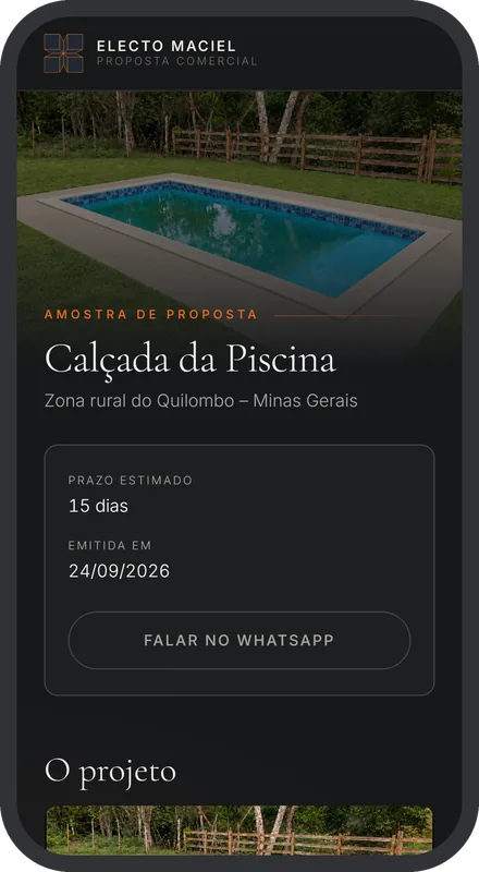 Proposta de calçada de piscina no celular