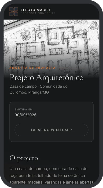 Proposta de projeto arquitetônico no celular
